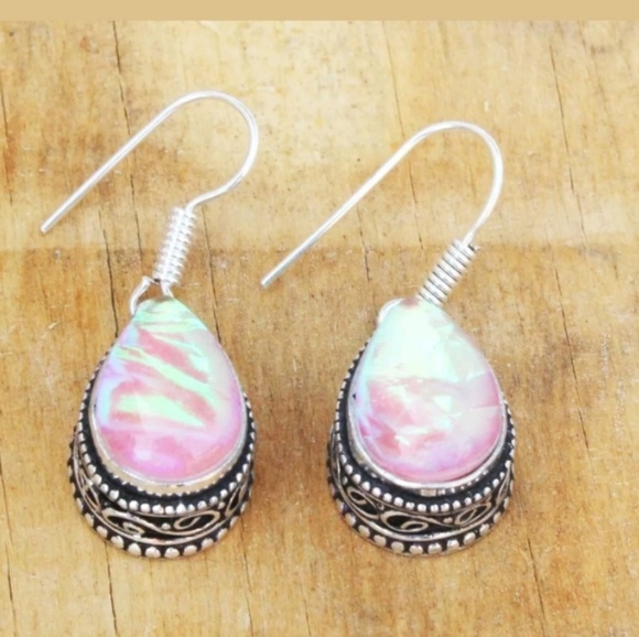 Pink Australian Triplet Opal Earrings - Picture 1 of 8